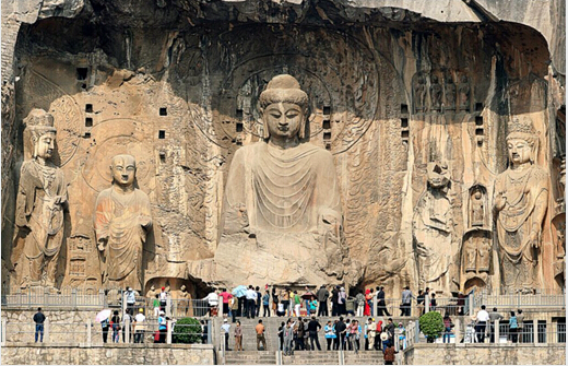 河南洛阳龙门石窟景区再次见到中星钢木垃圾桶