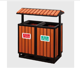 郑州黄河风景区下单中星ZX-GM121钢木垃圾桶!